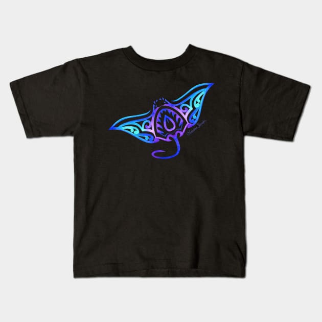 Tribal Manta Ray Kids T-Shirt by artsytoocreations